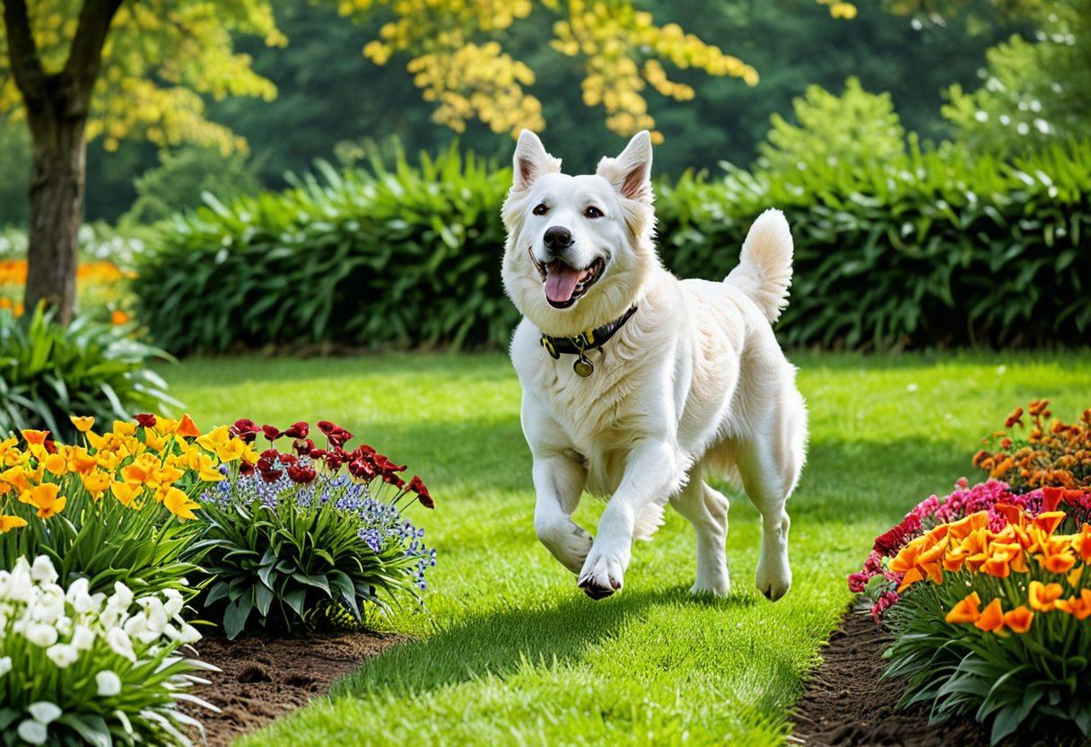 A dynamic scene featuring various exceptional working dog breeds in action, showcasing their training and skills such as search and rescue, herding, and therapy. Include a knowledgeable trainer interacting with the dogs, set against a lush, vibrant outdoor background. Ensure the dogs appear energetic, attentive, and well-groomed. super-realistic. vibrant colors.